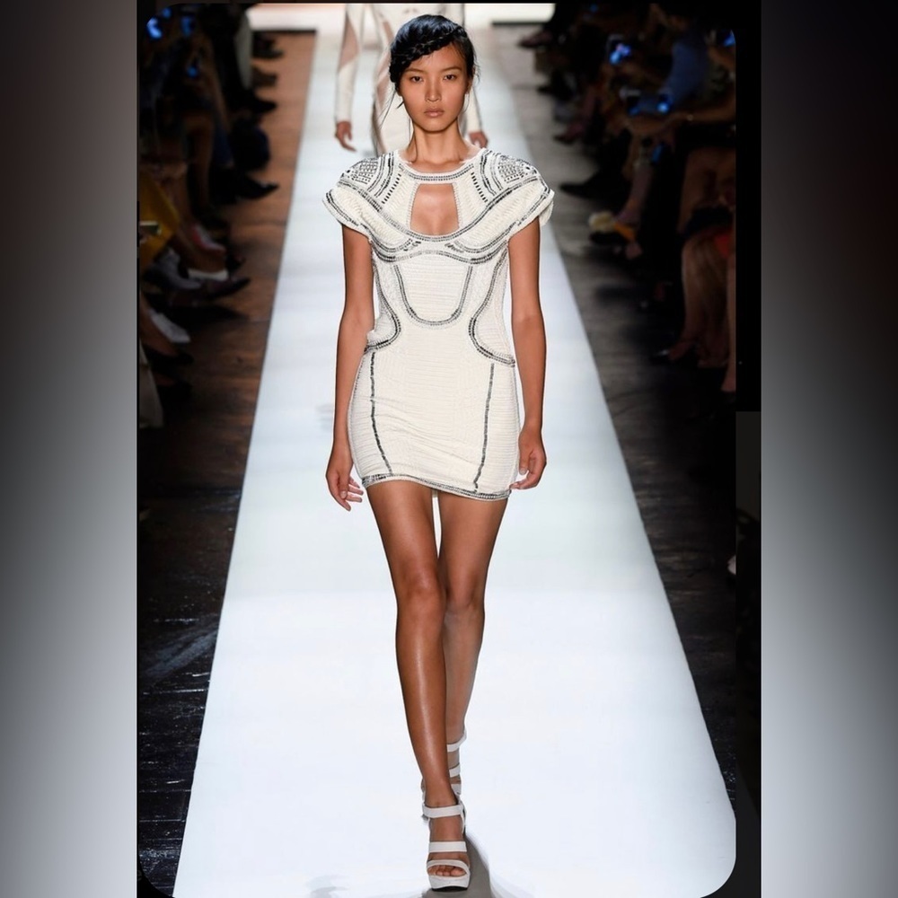 Hervé Leger Runway Beaded Peekaboo Mini Dress ❤️ HL